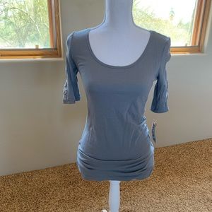 NWT Gray Mudd Scoop Neck T-Shirt with Lace sleeves